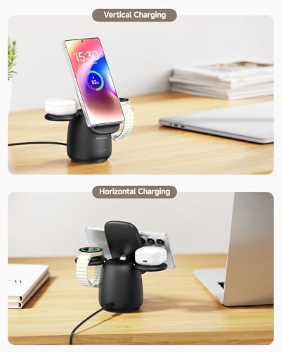 Revolutionary 3-in-1 Wireless Charger for Samsung Galaxy Devices – Ultra-Fast Charging Station for S25/S24/S23/S22/Z Flip7/Fold7, Galaxy Watch 7/Ultra/6/5, and Galaxy Buds 3/Pro – Streamlined Power Solution with Enhanced Compatibility and Sleek Design for Effortless Device Management