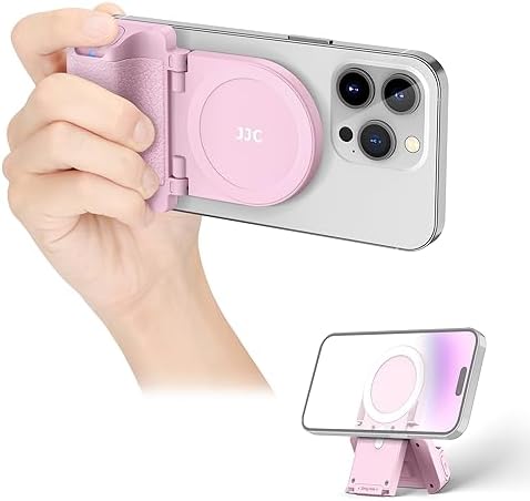 Transform Your Smartphone Photography with the JJC Magnetic Camera Grip Handle – Lightweight Ergonomic Phone Accessory with Wireless Shutter Remote & Tripod Compatibility for i Phone and Android Users, Stylish White Finish for Enhanced Control and Effortless Shooting