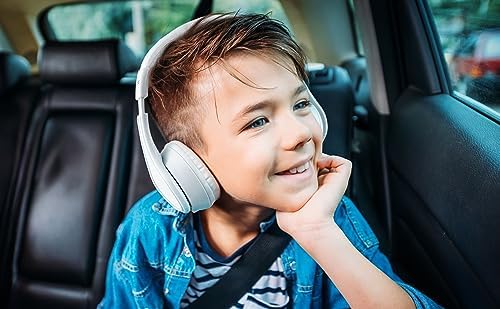 Premium Kids Wireless Headphones with Microphone – Comfortable Bluetooth Earphones for School, Travel, and Home Use (White) – Exceptional Sound Quality and Durability for Young Audio Enthusiasts