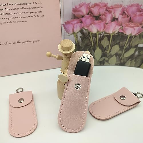 Stylish Pink Leather USB Flash Drive Case Set – 3 Durable Protectors for Safe Storage and Easy Access – Perfect for Women Who Love Chic Tech Accessories – Enhanced Compatibility & Speed for All USB Drives