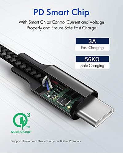 20 ft Braided USB C to C Charging Cable – Ultra-Durable 60 W Power Cord for Fast Charging, Compatible with Samsung Galaxy, Pixel, i Pad Pro/Air, Mac Book Pro/Air – Ideal for Hassle-Free Device Connectivity and Extended Reach