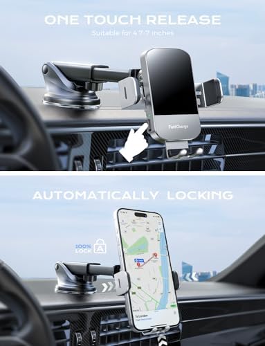 CHGeek 15 W Wireless Car Charger & Auto-Clamping Phone Mount – Fast Qi Charging Solution for i Phone 15/14/13/12/11 Pro Max & Samsung Galaxy S25/S24/S23/S22/S21/S20 – Stylish Pink Design for Modern Drivers – Effortless Device Security & Optimal Viewing Angles