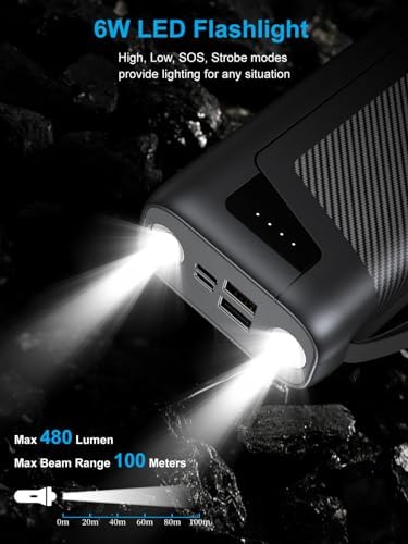 Ultimate 30,000 m Ah High-Capacity Portable Power Bank with Bright LED Flashlight – Dual USB Charging Station for i Phone 15/14/13/12/11 & Android Tablets – Essential Travel Companion for Camping, Hiking, and Everyday Use – Fast Charging, Enhanced Compatibility, and Durable Design