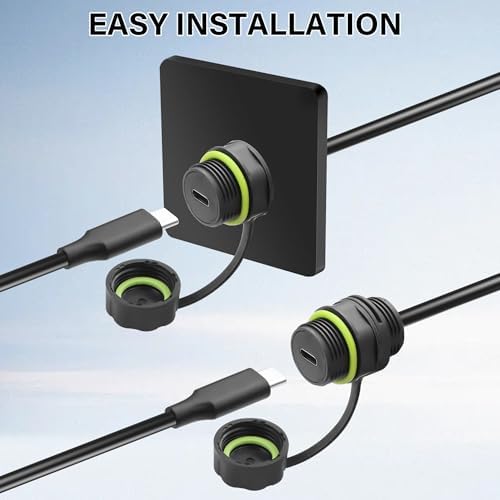 Rugged IP68 Waterproof USB 3.1 Type-C Panel Extension Cable – High-Speed Male to Female Outdoor Connector for Reliable Data Transfer and Charging in Extreme Conditions – Ideal for Vehicles and Workstations