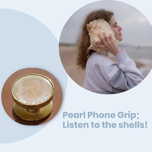 Chic Natural Abalone Shell Foldable Phone Grip – Magnetic Handle for Secure Smartphone & Tablet Handling, Stylish Accessory for Enhanced Portability and Aesthetic Appeal