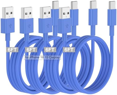 Car Carplay Cable for iPhone 16 15 Pro/Pro Max/Plus,3/3/6/6FT USB A to USB C Fast Charging Cord for iPhone 16 15 Charger,USBC Car Charger for Apple 16 15/iPad Pro-Dark Blue – Enhanced Compatibility and Speed