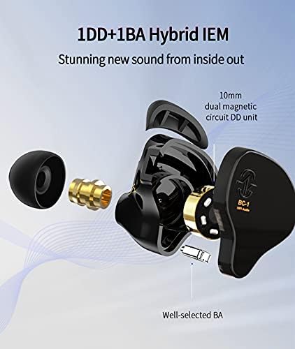 KZ ZSN PRO X Dual Driver Earbuds – Hi-Fi Stereo Headphones with Balanced Armature & Dynamic Driver, Ergonomic Comfort for Optimal Listening, Detachable Cable & Built-In Microphone, Perfect for Audiophiles & Everyday Use – Golden Finish