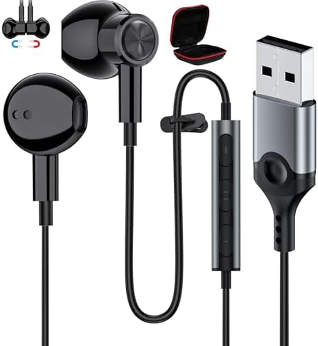 Transform Your Audio Experience with ASKUBSKU Pink USB Wired Headset: 7.5 Ft Premium Earbuds Featuring Advanced Noise-Canceling Microphone for PC – Perfect for Gaming, Remote Work, and Extended Comfort with Ergonomic Design and Instant Mute Control