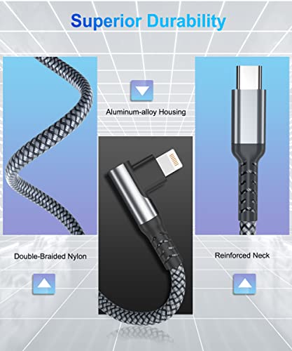 Basesailor 10 FT Right Angle i Phone Charger Cable – 90-Degree USB-C to Lightning Cord with USB A Adapter for Fast Charging – Perfect Compatibility with i Phone 14, 13 Pro Max, 12, 11, XS, XR, X, 8, 7, 6 Plus, 5 SE & i Pad 8, 9 – Enhanced Durability for Seamless Multitasking & Convenient Use