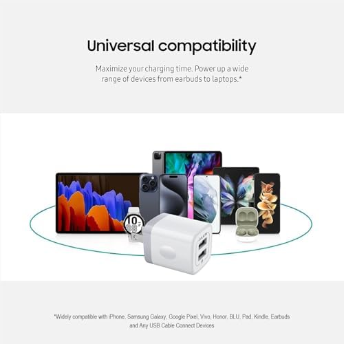 AILKIN Dual Port USB Wall Charger 2-Pack – 2.1 A Fast Charging Adapter for i Phone 15/14/13/12/11 Pro, Samsung Galaxy S23/S22/S21 – Compact Power Block with Quick Charge Technology – Universal Compatibility & Safety Features for Home and Travel