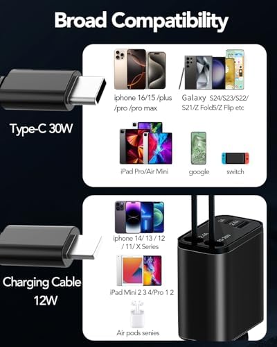 2025 Ultra-Compact 4-in-1 Retractable Car Charger – 69 W Fast Charging Adapter for i Phone 16, Galaxy and More – Innovative Space-Saving Design with Multiple Ports for Simultaneous Device Powering – Essential Car Accessory for Daily Commutes and Road Trips