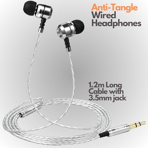 Sephia SP3060 Wired Earbuds – Premium HD Bass Sound, Lightweight Aluminum Design, Customizable Fit with S/M/L Tips, Noise Isolation, Tangle-Free 3.5 mm Cable & Protective Case – Ideal for Music Lovers and On-the-Go Listening