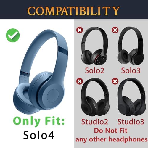 Transform Your Beats Solo 4 Wireless Headphones with SOULWIT Premium Replacement Earpads – Luxurious Soft Protein Leather & High-Density Noise Isolation Foam for Ultimate Comfort and Sound Enhancement – Stylish Black Design for Long Listening Sessions and Seamless Compatibility