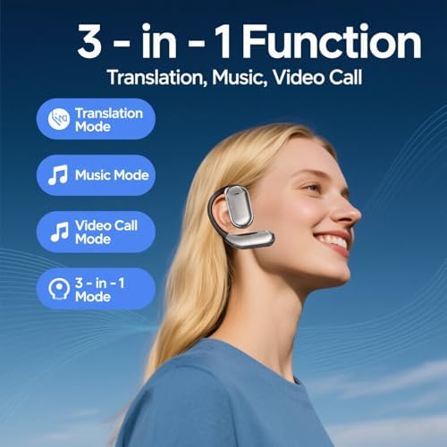 Next-Gen AI Translation Earbuds: 3-in-1 Wireless Headphones for Instant Language Conversion in 144 Languages, Ergonomic Design for Effortless Travel and Business Communication, Compatible with i OS & Android, Lightweight & Reliable Audio Experience
