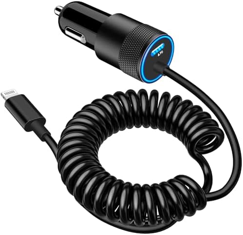 Rombica 105 W MFi Certified Dual USB-C & USB-A Fast Car Charger for i Phone 16 Pro Max – Ultimate Portable Power Solution with 6 FT Coiled Type-C Cable for Rapid Charging on the Go, Perfect for Road Trips and Daily Commuting