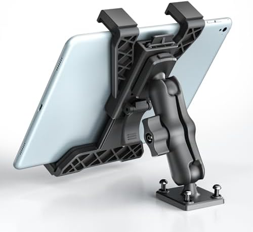 Heavy-Duty OHLPRO Tablet Holder for Trucks – Versatile Drill Base Mount for i Pad & Samsung Galaxy (7″ – 11″) – Perfect for Dashboards, Desks & Commercial Vehicles – Enhanced Stability, Adjustable Viewing Angles & Easy Installation for Ultimate Road Convenience