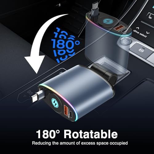 Rapid Charge 66 W Retractable Car Charger with 35.4-Inch Type-C Cable for i Phone 16/15, Samsung Galaxy, and Pixel Devices – Ultimate Driving Power Solution with Enhanced Safety and Portability Features
