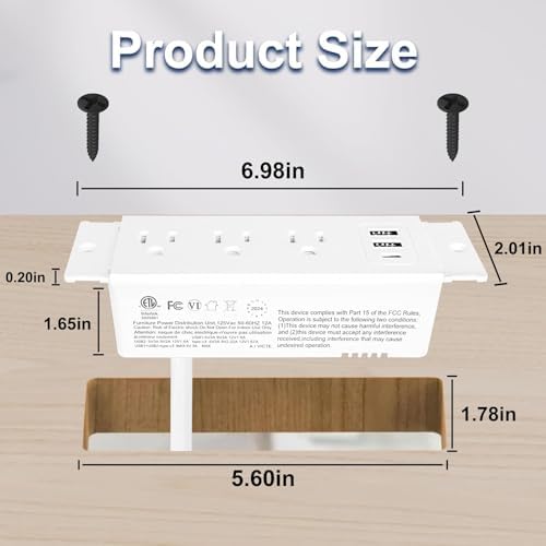 Revolutionize Your Charging Experience with the Docking Drawer Charging Station – Sleek Mounted Outlet Kit for Tidy Installation, 5 FT UL Listed Power Cord, Innovative Spring Cable for Device Compatibility and Safety, Perfect for Home Offices and Modern Workspaces