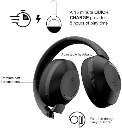 Discover Premium Sound with MIXX Stream Q C2 Over-Ear Wireless Headphones – Enjoy 25-Hour Battery Life, Effortless Bluetooth Connectivity, and Ergonomic Foldable Design for On-the-Go Listening, All Wrapped in a Chic Black Finish
