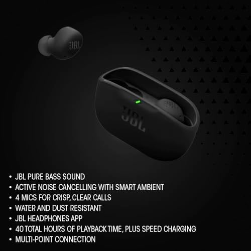 JBL Vibe Buds 2: Cutting-Edge True Wireless Earbuds with Advanced Active Noise Cancellation, Rich Deep Bass, Versatile Smart Ambient Mode, Extended 40-Hour Playback, and IP54 Water & Dust Resistance – Perfect for Music Enthusiasts and Active Lifestyles in Stunning Blue Finish