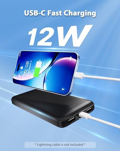 Miady 2-Pack 10000 m Ah Slim Dual USB Portable Power Bank with Type-C Fast Charging – Ultimate Backup Solution for i Phone 16/15/14/13, Galaxy S24/22, i Pad, and Android Devices (Vibrant Red & Blue) – Stay Connected Anywhere!