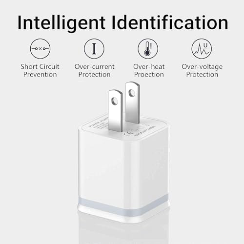 Dual-Port USB Wall Charger 5-Pack – Fast Charging Cube Power Adapters for i Phone & Android Devices – 2.1 A 5 V High-Speed Charging Block with Enhanced Compatibility – Ideal for Home, Office & Travel – Reliable Safety Features for Overcharge Protection
