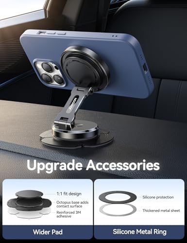 JOYROOM Magnetic Wireless Car Charger – 15 W Fast Charging Phone Mount for i Phone 12/13/14/15/16 – Sleek Dashboard Holder with Rotatable Panel for Effortless Navigation and Secure Power on the Move