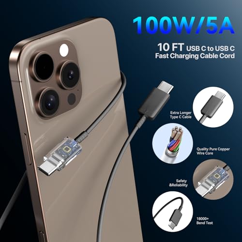 High-Speed 45 W USB-C Wall Charger for i Phone 16 Pro Max – Includes 6 FT Long Charging Cable for Ultimate Flexibility and Rapid Power Boost – Perfect for i Phone 16 Series & Samsung S24 – Compact Design with Advanced Safety Features