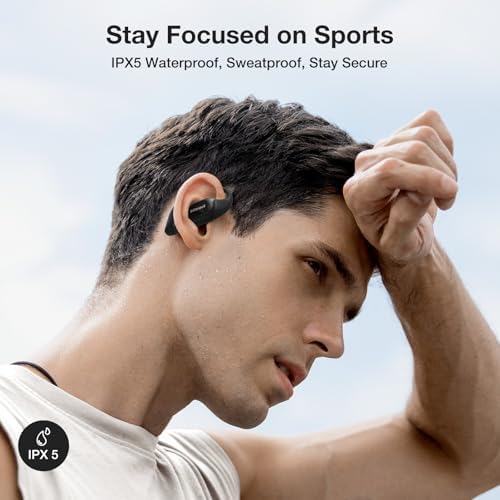 Elevate Your Sound Journey with CT3 Open Ear Bluetooth Headphones – 32-Hour Playtime for Endless Enjoyment, IPX5 Waterproof for Active Lifestyles, and Advanced 4-Mic ENC for Clear Conversations – Tailored EQ App and Ergonomically Designed Earhooks for Ultimate Comfort During Workouts, Running, or Cycling – Seamless Bluetooth 5.4 Connectivity for Uninterrupted Listening Experience