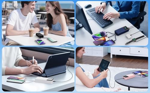 High-Capacity 50800 m Ah Portable Power Bank with 3 Built-In Cables, 25 W PD & QC4.0 Fast Charging – Universal Charging Solution for i Phone 16/15/14/13, Android Devices & More – Smart LCD Display, 6 Outputs & 2 Inputs, Enhanced Safety Features for On-the-Go Power Needs