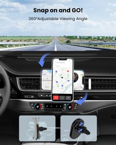 Magnetic Wireless Car Charger for i Phone 14/13/12 Series – Joy Geek Air Vent Mount with 18 W Fast Charging and Mag-Safe Compatibility in Ink Black – Effortless Attachment, Enhanced Safety, and Sleek Design for Ultimate Convenience on the Road