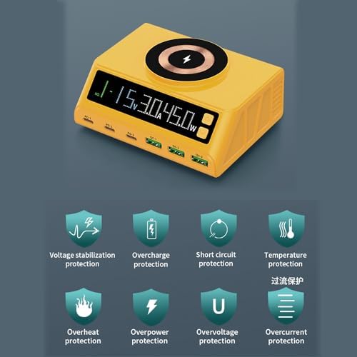 Max Lax 110 W Blue Fast USB Charging Hub – 6-Port Power Station with 3 USB & 3 PD Ports, Digital Display for Rapid Multi-Device Charging of Laptops, Phones & Tablets – Ultimate Efficiency & Safety Features for Tech Enthusiasts