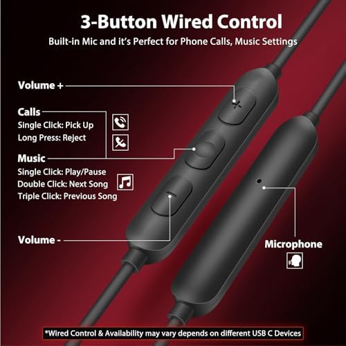 Jiunai USB-C Wired Earbuds: Superior Noise-Isolating In-Ear Headphones for i Phone 16, Samsung Galaxy, and More | Ergonomic Design with Magnetic Connector | Customizable Fit with Multiple Ear Tips (S, M, L) | Built-in Microphone for Clear Hands-Free Calls | Perfect for Music, Gaming, and Daily Use