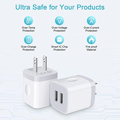 Dual-Port Fast Charging USB Wall Charger Block – 5 Pack, 2.1 A Adapter for i Phone, Samsung Galaxy, and Google Pixel Devices – Portable Power Solution for Home, Office, and Travel – Enhanced Compatibility and Safety Features