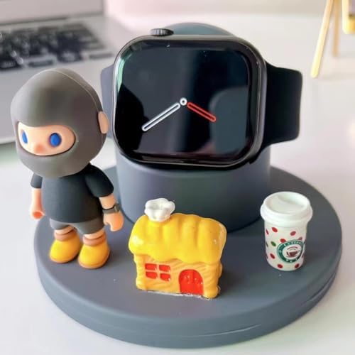 Stylish Cartoon Silicone Apple Watch Charging Dock – Enhanced Nightstand Compatibility for All Series Ultra/8/SE2/7/6/5/4/3/2/1 – Fast-Charging Solution with Tidy Cable Management for Personalized Décor and Elevated Viewing Experience