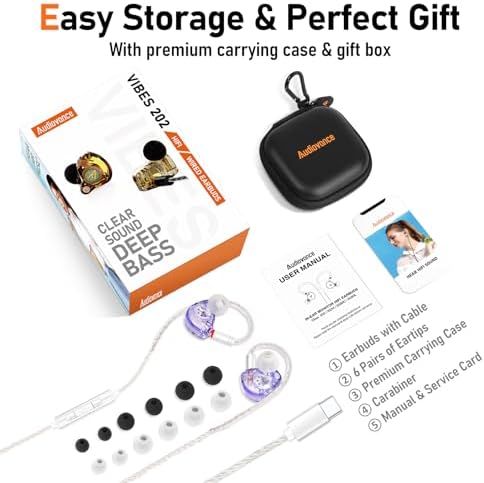 Unleash Exceptional Sound Quality with Vibes 202 MC USB-C Wired Earbuds: Premium Hi-Fi Audio, Advanced Noise Isolation, Ergonomic Comfort for i Phone 15/16 – Built-In Microphone for Effortless Communication & Durable Silver-Plated Cable – Includes Portable Case for On-the-Go Convenience