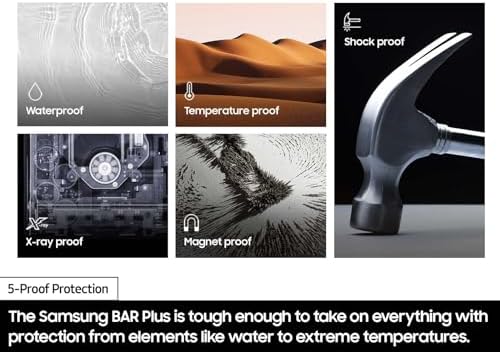 SAMSUNG BAR Plus 128 GB USB 3.1 Flash Drive – Ultra-Fast 400 MB/s Data Transfer, Rugged Metal Design for Maximum Durability, Ideal for Photos, Videos, and Music Storage, Enhanced Compatibility Across Devices, Sleek Titan Grey Finish