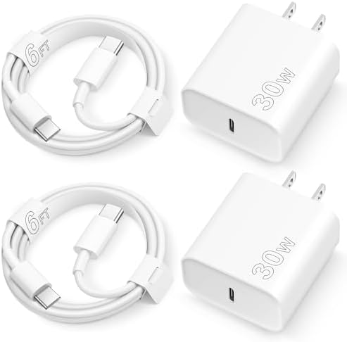 Unleash Lightning-Fast Charging with Our 30 W Dual Pack USB-C Wall Charger: Includes Two 6 FT Cables for i Phone 16/15, Plus & Pro Models – Superior Efficiency, Safe Charging, and Ideal for Travel Use