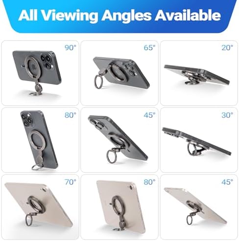 Magnetic Phone Ring Holder with Extended Grip Hook – Premium i Phone Kickstand Accessory for Models 12-16 – Enhanced Mag Safe Compatibility for Secure, One-Handed Operation and Stylish Versatility