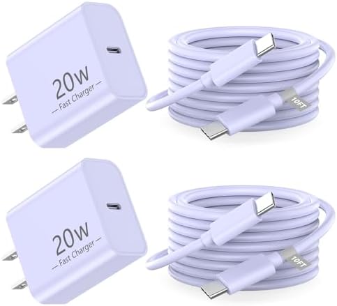 Power Up Your i Phone 16/15: 10 FT Fast Charging Cable Duo with 20 W USB-C Wall Chargers – Ultimate Connectivity for Your i Phone 16 Plus, Pro, Max, and 15 Series – Extended Reach and Rapid Charge Efficiency for On-the-Go Power Solutions