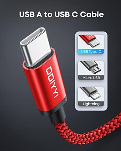 USB Type C Cable 5Pack (3/3/6/6/10FT), Nylon Braided USB C Cable Fast Charger Cord for iPhone 16/15, Samsung Galaxy S24 S23, LG V30 V20 G5 G6, PS5, Google Pixel, Redmi, HTC – Enhanced Compatibility and Speed