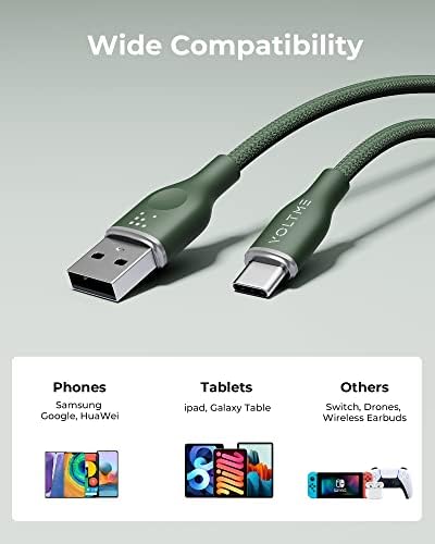 VOLTME Premium Nylon USB C Cable 2-Pack – 6 ft Fast Charging & Data Transfer Cable for Galaxy S10+/S10, Note 10/9, LG V30/V35, Moto Z2/Z3 – Universal Compatibility & Enhanced Durability for Efficient Charging Solutions