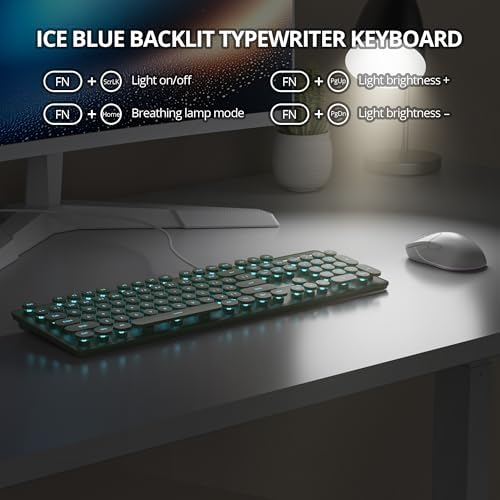 Vibrant Purple Ergonomic Wired Membrane Keyboard – Full-Size 104 Keys with Round Typewriter Keycaps, White LED Backlighting, and Ultra-Quiet Performance for Enhanced Productivity in Any Workspace