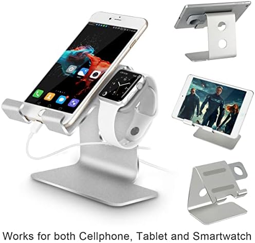 Sleek Dual Charging Station for Apple Watch & i Phone – Universal Compatibility for All Models (38 mm to 49 mm) – Fast-Charging Aluminum Dock in Silver Grey – Elevate Your Charging Experience with Enhanced Speed and Style – Perfect for Home or Office Organization – Tangle-Free Solution for Busy Lifestyles
