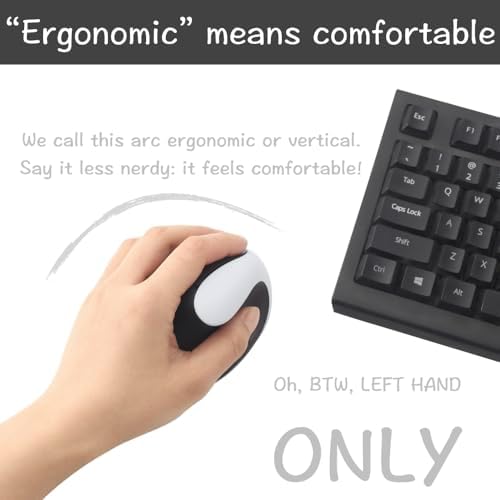 Urby Left Handed Wireless Vertical Mouse – Ergonomic Gaming Companion for Lefties, Compatible with Windows, mac OS & i Pad OS, Sleek White Finish, Includes Battery for Instant Use – Boost Comfort & Enhance Your Gaming Experience