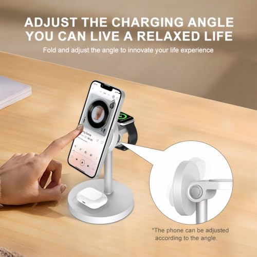 2025 Premium 3-in-1 Wireless Charging Station for i Phone 16/15/14/13/12, Apple Watch 9/Ultra 2, and Air Pods | 20 W Fast Charger with Mag-Safe Alignment, Sleek Black Bedside Dock for Enhanced Device Organization and Efficiency