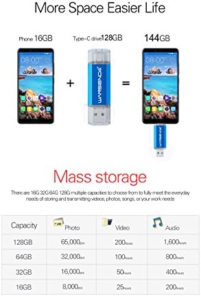 WANSENDA 64 GB OTG USB Flash Drive – 2-in-1 USB 3.0/3.1 & Type-C Storage for Android Devices, PC & Mac – Fast File Transfers with Stylish Red Design for Effortless Data Management