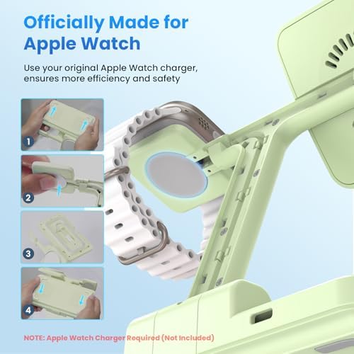 GEEKERA 3-in-1 Foldable Wireless Charging Station for Apple Devices – Fast Charge Your i Phone 16/15/14/13/12/11 Pro Max, Apple Watch Ultra/10/9/SE/8/7/6/5 & Air Pods Pro/4/3/2 with Travel-Friendly Design – Ultimate Multi-Device Charging Solution for Home & On-the-Go Efficiency