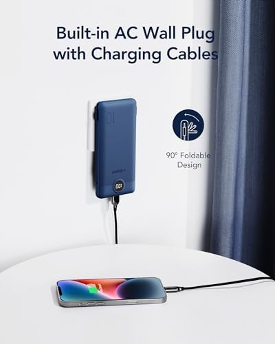 VEGER 10000 m Ah Slim Fast Charging Portable Power Bank with Built-In Cables and Wall Plug – Essential Travel Battery Pack for i Phone, i Pad, Samsung & More in Vibrant Green – Unmatched Convenience and Speed for Mobile Users