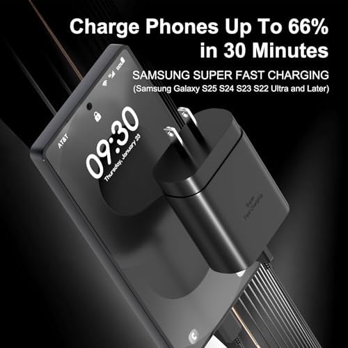 Ultra-Fast 25 W Type C Charger with 10 ft USB C Cable – 3-Pack for Samsung Galaxy Devices Including S25/S24/S23/S22/S21/Note Series – Optimal Charging Efficiency and Versatile Connectivity for Home and Travel